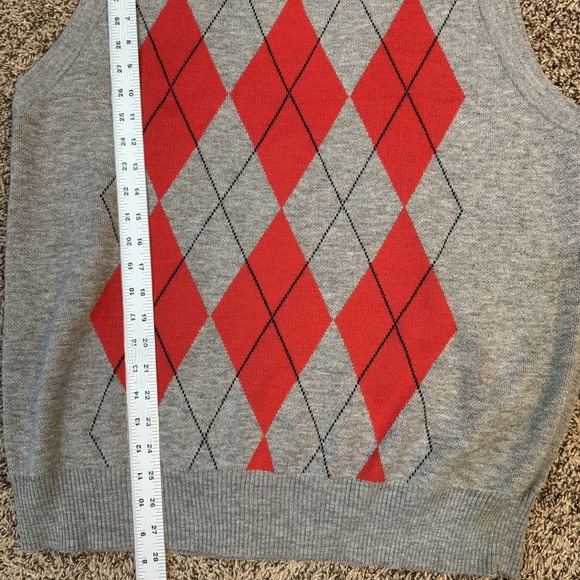 VTG South Pole Sweater Vest Mens XXL Gray Red Argyle Pattern Academia Y2K - Picture 2 of 6